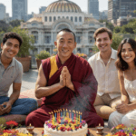 Gueshe Tsering Norbu realizando ceremonia de cumpleaños con bendiciones en Ciudad de México