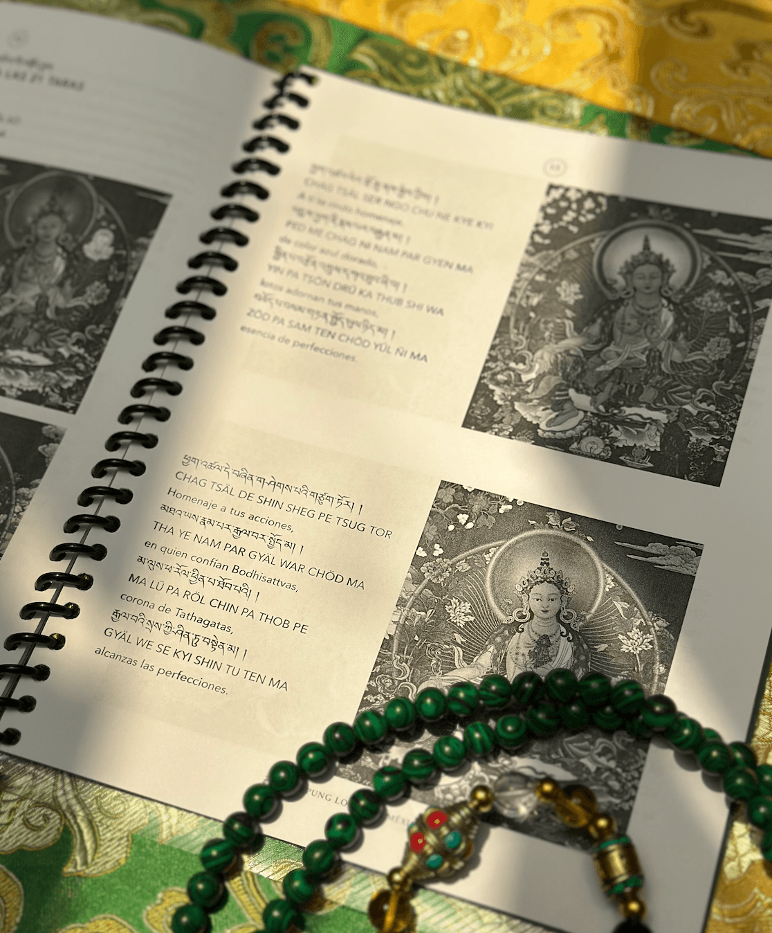 Páginas internas de sadhana de las 21 Taras con texto de práctica de meditación tibetana