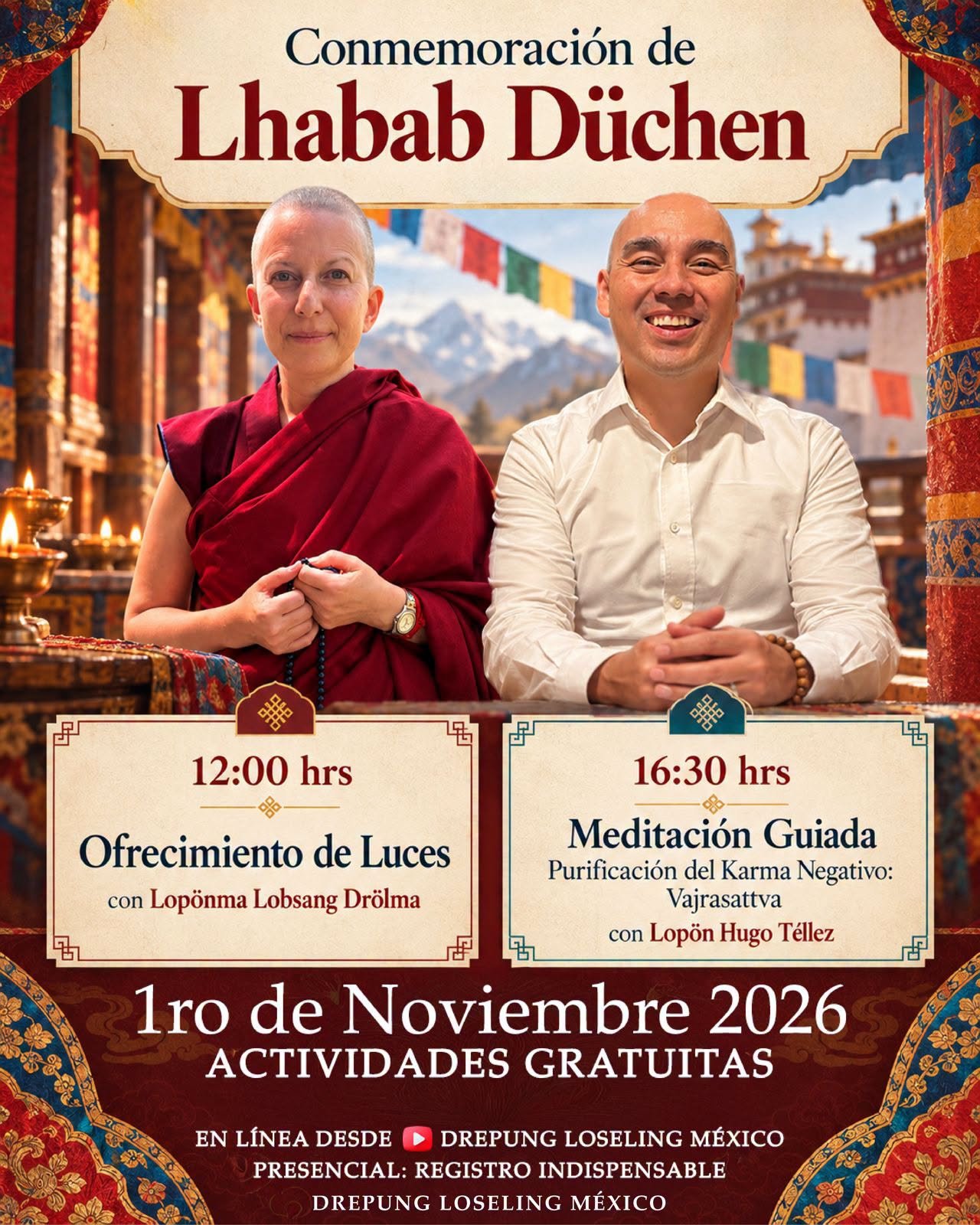 Conmemoraci&oacute;n de Lhabab D&uuml;chen, ofrecimiento de luces y meditaci&oacute;n guiada de Vajrasattva, actividades gratuitas